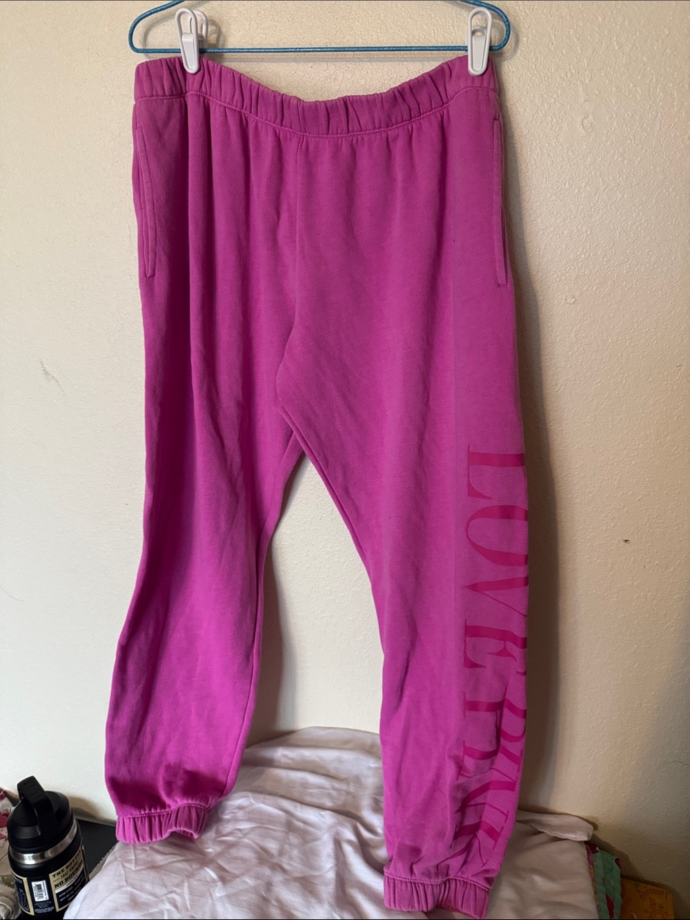 PINK Victoria's Secret Hot Pink Sweatpants with Side Lettering